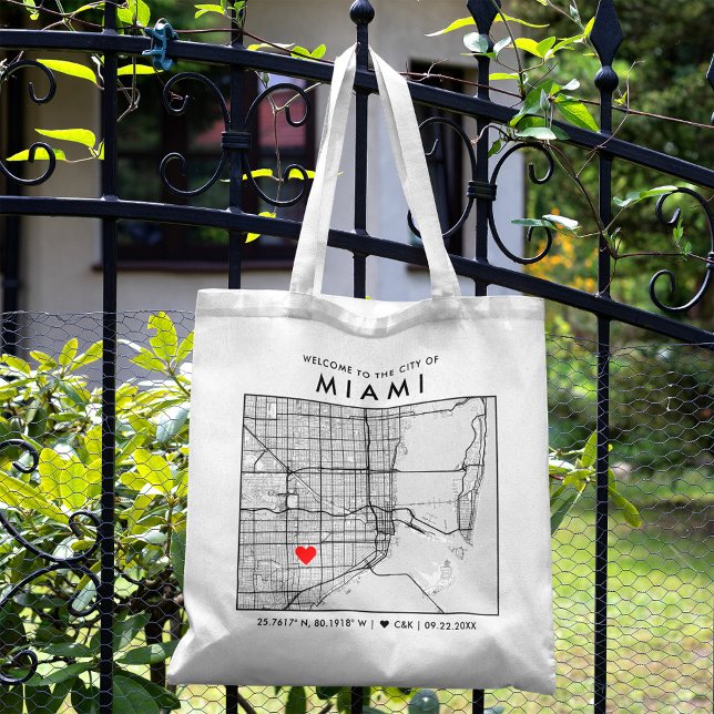 Tote Bag Localisateur d'amour Miami | Accueil du Mariage de (The more complete visual of what your final tote Miami Map bag would look like in real life.)