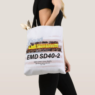 Tote Bag Locomotive diesel EMD SD40-2. drapeau américain