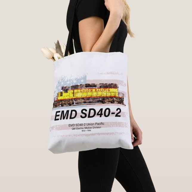 Tote Bag Locomotive diesel EMD SD40-2. drapeau américain (De près)