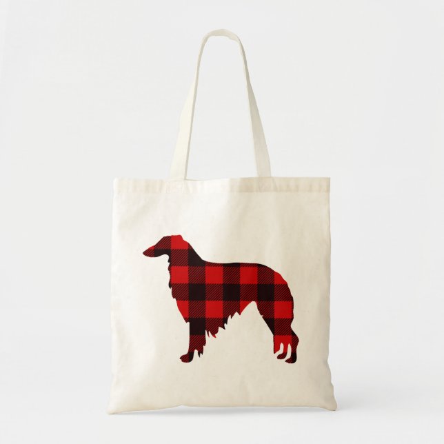 Tote Bag Lodge Borzoi Buffalo Plaid (Devant)