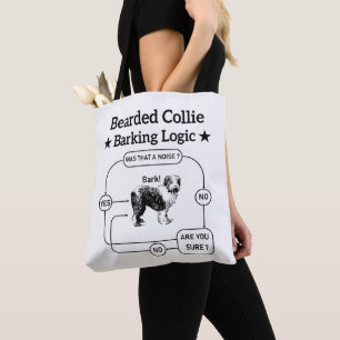 Tote Bag Logique d'aboiement de Collie barbu Chien drôle Sa