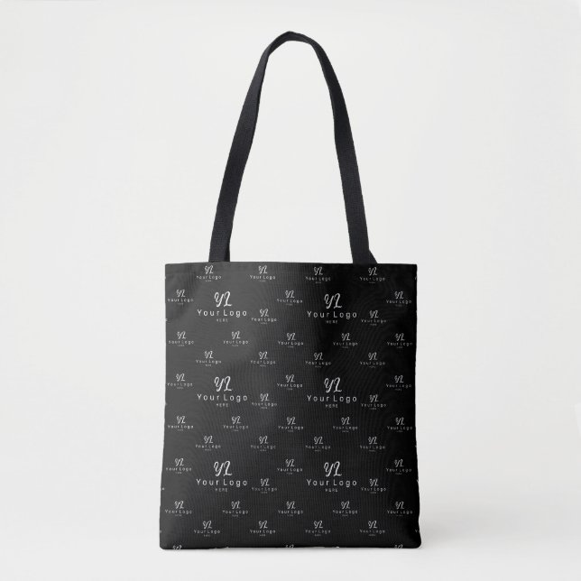 Tote Bag Logo de marque motif personnalisé noir (Devant)