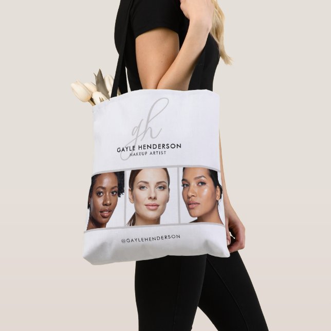 Tote Bag Logo de monogramme de script noir Photo Studio de  (De près)