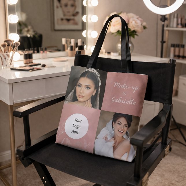 Tote Bag Logo de script blanc boho rose poussiéreux botaniq (Créateur téléchargé)