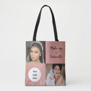 Tote Bag Logo de script photo boho rose poussiéreuse botani