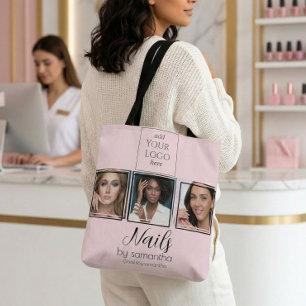 Tote Bag Logo de script rose Blush 3 Photo Salon de manucur