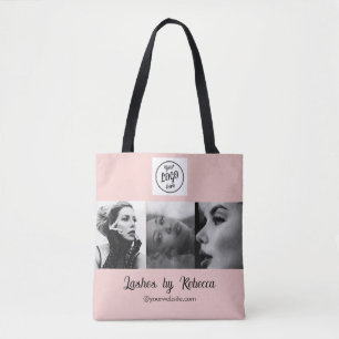 Tote Bag Logo de script rose Blush Photo Eye Lashes Studio