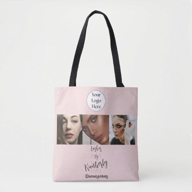 Tote Bag Logo de script rose Blush Photo Lash Studio (Devant)