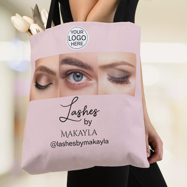 Tote Bag Logo de script rose Blush Photo Lashes Studio (Créateur téléchargé)