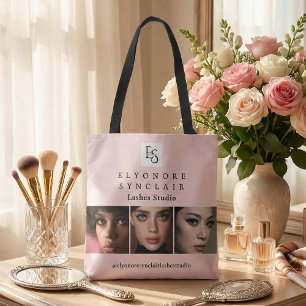 Tote Bag Logo de script rose Blush Photo Lashes Studio
