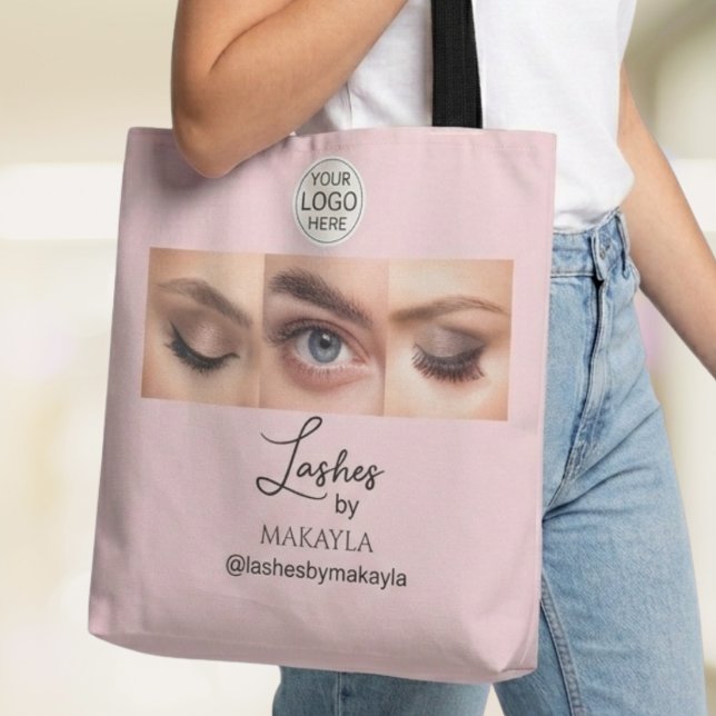 Tote Bag Logo de script rose Blush Photo Lashes Studio (Créateur téléchargé)