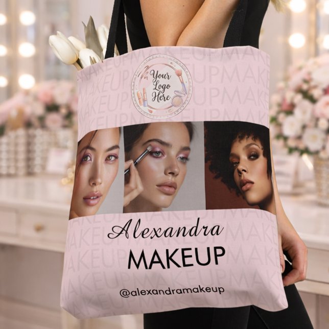 Tote Bag Logo de script rose Blush Photo Makeup Studio (Créateur téléchargé)