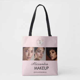 Tote Bag Logo de script rose Blush Photo Studio de maquilla