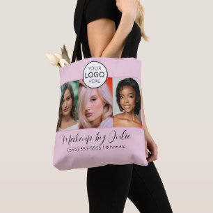 Tote Bag Logo de script rose et studio de maquillage photo 