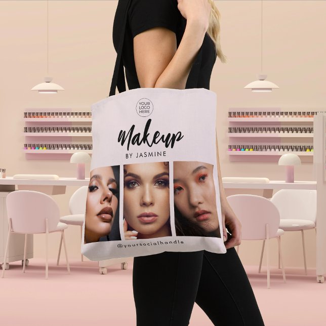 Tote Bag Logo de script rose poudré Photo Studio de maquill (Créateur téléchargé)