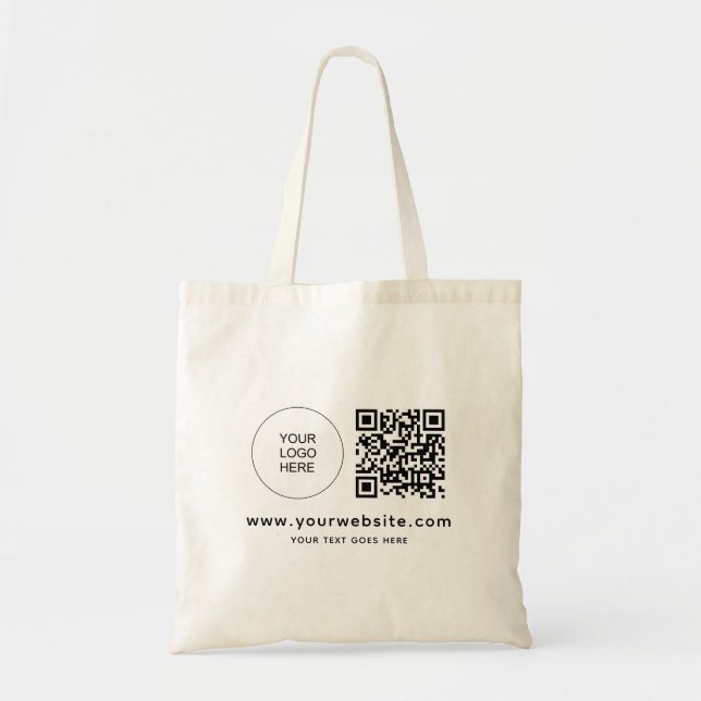 Tote Bag Logo de téléchargement de code QR ici Budget promo (Devant)