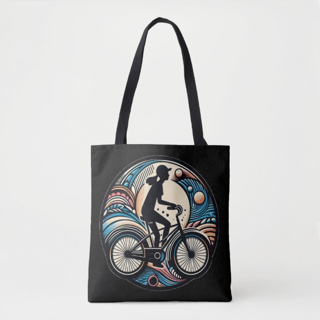 Tote Bag Logo de vélo de design abstrait moderne amusant (Devant)