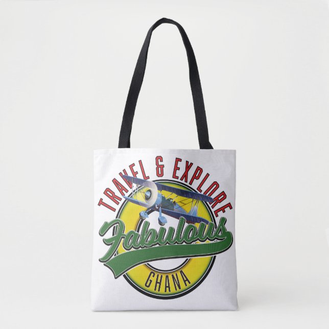Tote Bag Logo de voyage explorez le Ghana fabuleux (Devant)