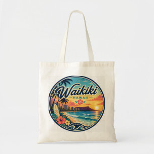 Tote Bag Logo de voyage rétro Waikīkī Hawaii