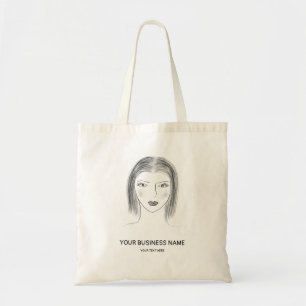 Tote Bag Logo d'entreprise de beauté ou de mode, croquis de