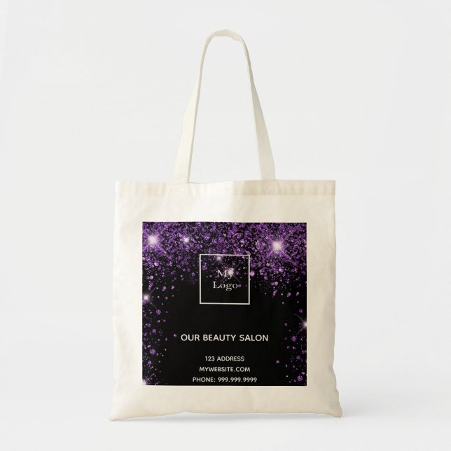 Tote Bag Logo d'entreprise de parties scintillant violet no (Devant)