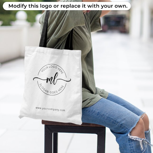 Tote Bag Logo d'entreprise élégant Monogramme Initiales Bla (Créateur téléchargé)