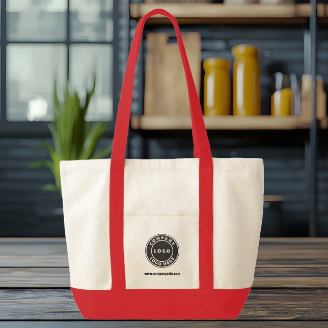 Tote Bag Logo d'entreprise personnalisé et échange de sites (Your Business Logo Red Large Company Promotional Customers Tote Bag)