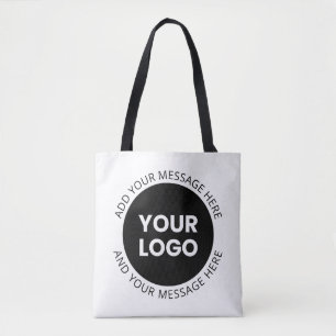 Tote Bag Logo d'entreprise & Texte modifiable Blanc & Noir