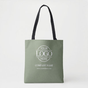 Tote Bag Logo d'entreprise vert sauge pour la promotion des