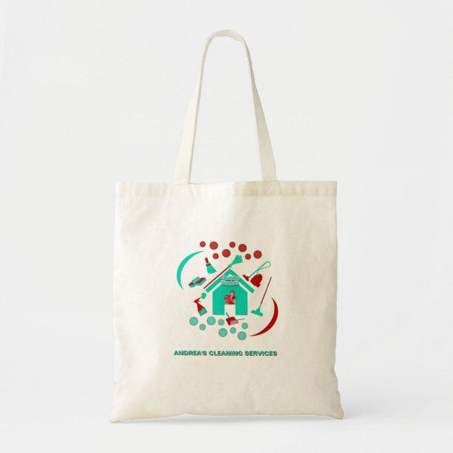 Tote Bag Logo des services de nettoyage moderne Rouge et Tu (Devant)