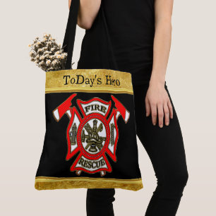 Tote Bag logo du département des pompiers Badge Or et Rouge
