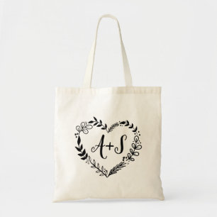 Tote Bag Logo du Mariage Monogramme personnalisé avec couro