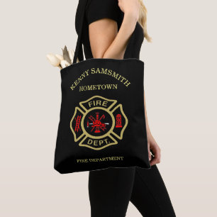 Tote Bag Logo du service d'incendie Badge noir et or