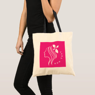 Tote Bag Logo Élégant et Féminin Rose Ajouter Texte Noir