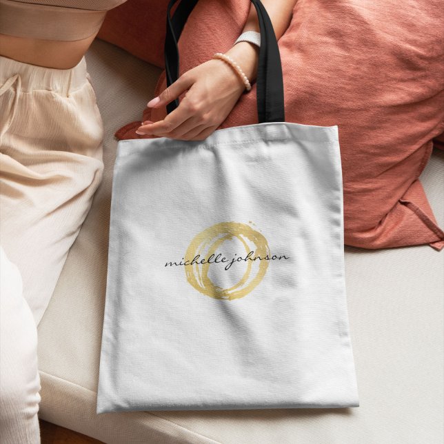 Tote Bag Logo Luxe Faux Gold Peint Cercle Designer (Créateur téléchargé)