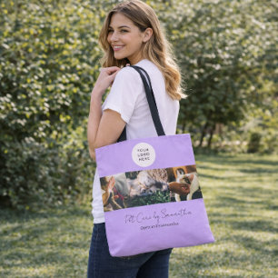 Tote Bag Logo Photo Soins aux Animaux Écriture Noire Lavand