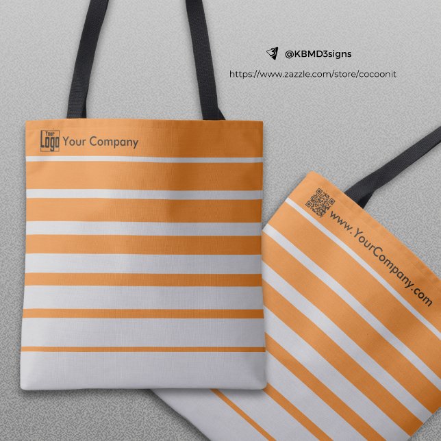 Tote Bag Logo Promotion Petite Entreprise Nom Grey Orange (Small Business Promotion Logo Name Gray Orange Tote Bag)