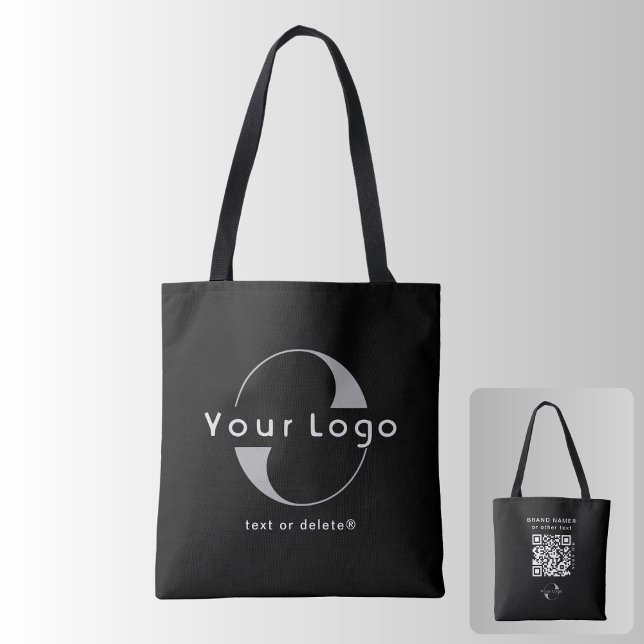 Tote Bag Logo recto verso et code QR sur Black Company Busi (Créateur téléchargé)