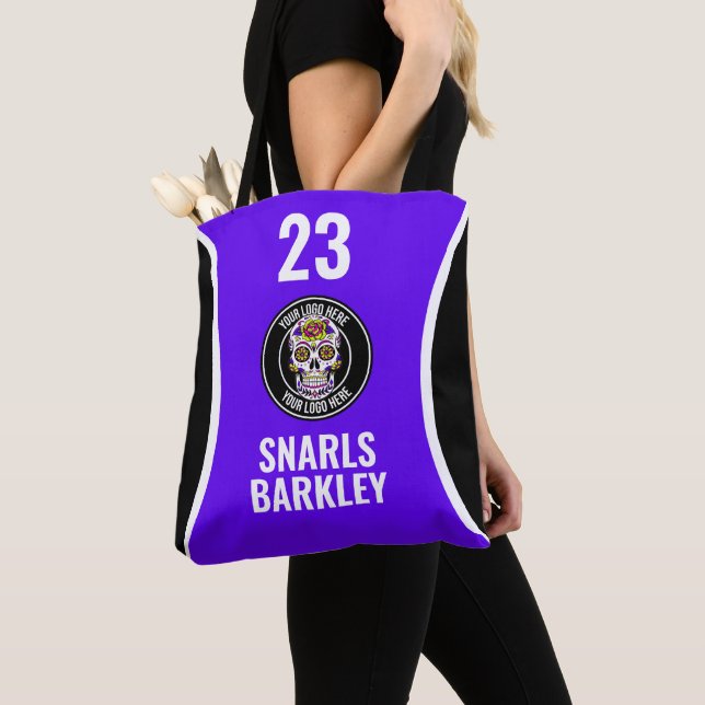 Tote Bag Logo Roller Derby Équipe Violet Noir Uniforme (De près)