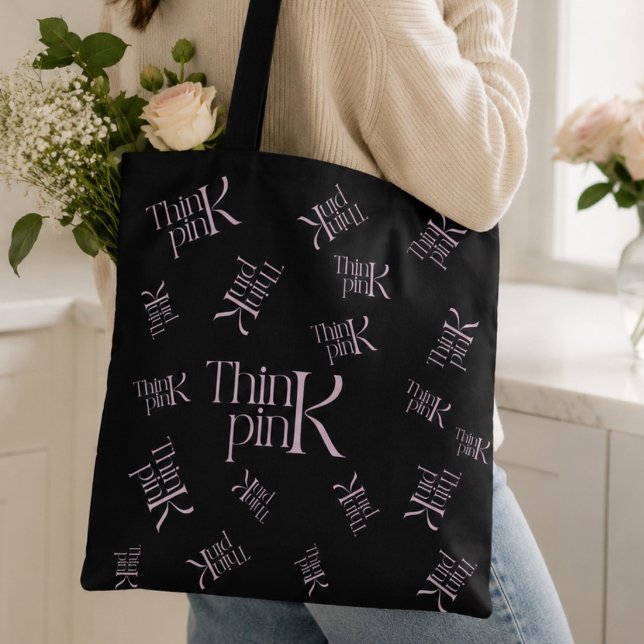 Tote Bag Logo typographique Moderne Gras Think Pink (Créateur téléchargé)