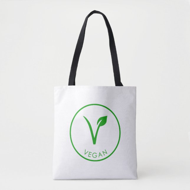 Tote Bag Logo Vegan | Étiquette Vegan vert | Symbole végéta (Devant)