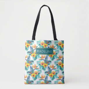 Tote Bag L'oiseau du paradis et le motif d'orchidée