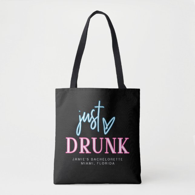 Tote Bag LOLA Neon Rose Bleu Juste Drund Bachelorette (Devant)