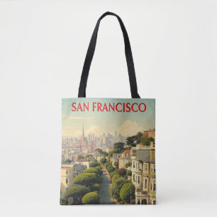 Tote Bag Lombard Street, San Francisco   Rétro vintage