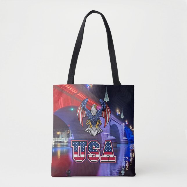 Tote Bag London Bridge avec l'American Bald Eagle (Devant)