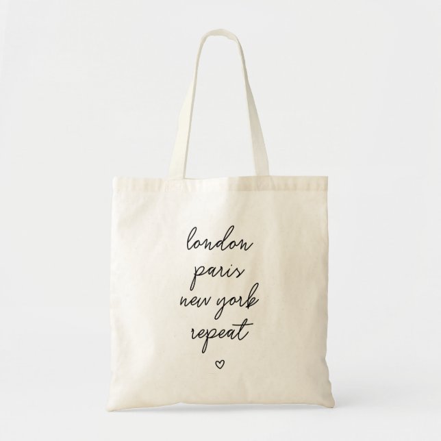 Tote Bag 'London Paris New York Repeat' Shopping (Devant)