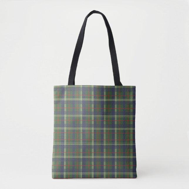 Tote Bag London Plaid Checked Navy bleu et vert (Devant)