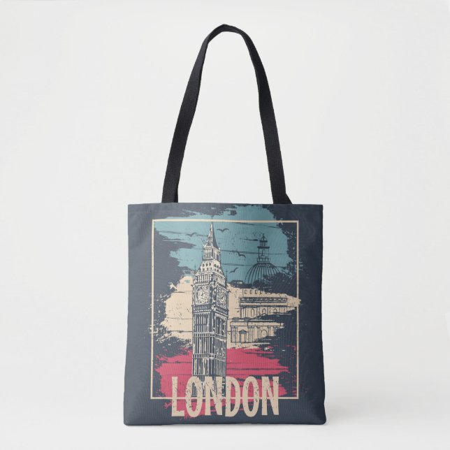 Tote Bag Londres Big Ben : Poster de typographie (Devant)