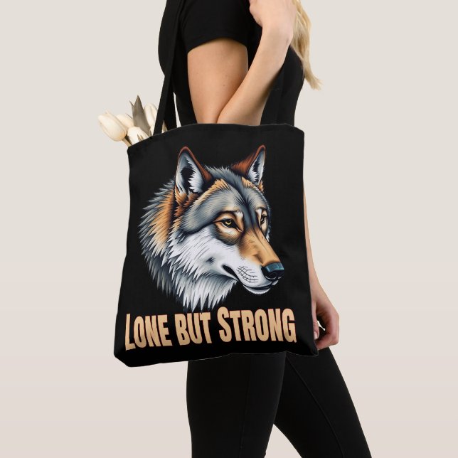 Tote Bag Lone But Strong Wolf (De près)