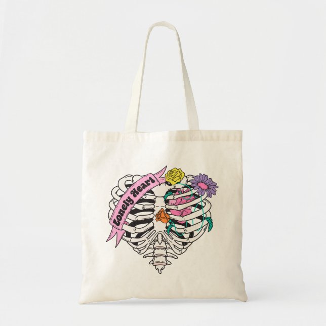 Tote Bag Lonely Heart Skeleton Anti Valentine (Devant)